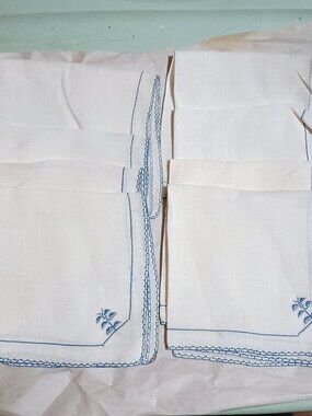 8 embroidered on linen napkins